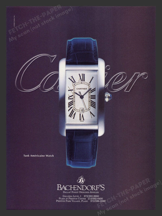 2000 Cartier Watches Tan Americaine Watch Print Advertisement Ad