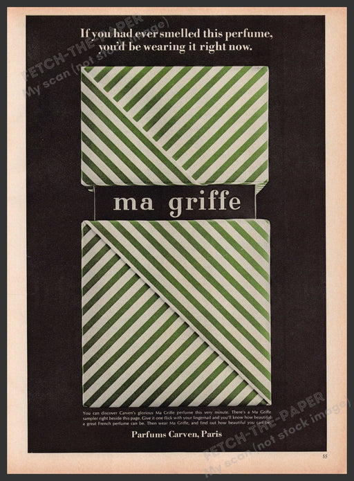 Carven Ma Griffe Perfume 1960s Print Advertisement 1969 Fetch the Paper!