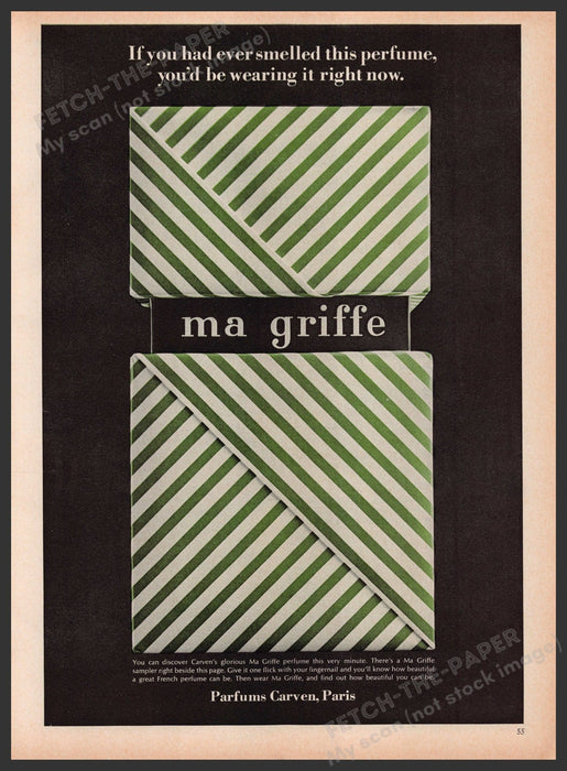 Carven Ma Griffe Perfume 1960s Print Advertisement 1969 Fetch the Paper!