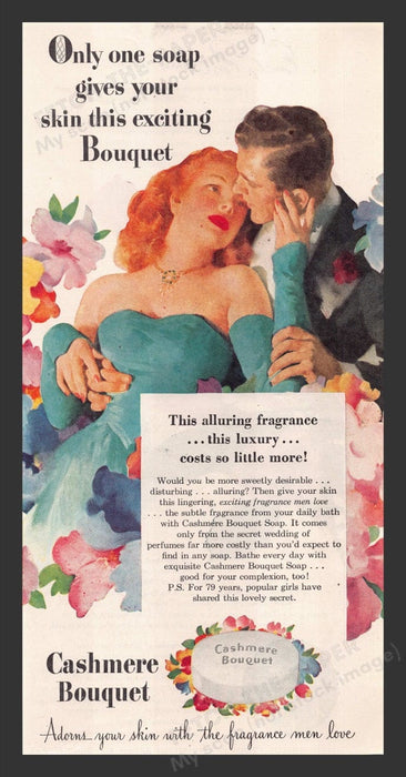 1948 Cashmere Bouquet Soap Couple Color Print Advertisement Ad