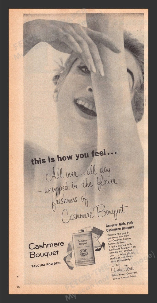 1956 Cashmere Bouquet Talcum Powder Print Advertisement Ad
