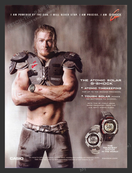 2003 Casio G-Shock Watches Atomic Solar Football Player Print Advertisement Ad