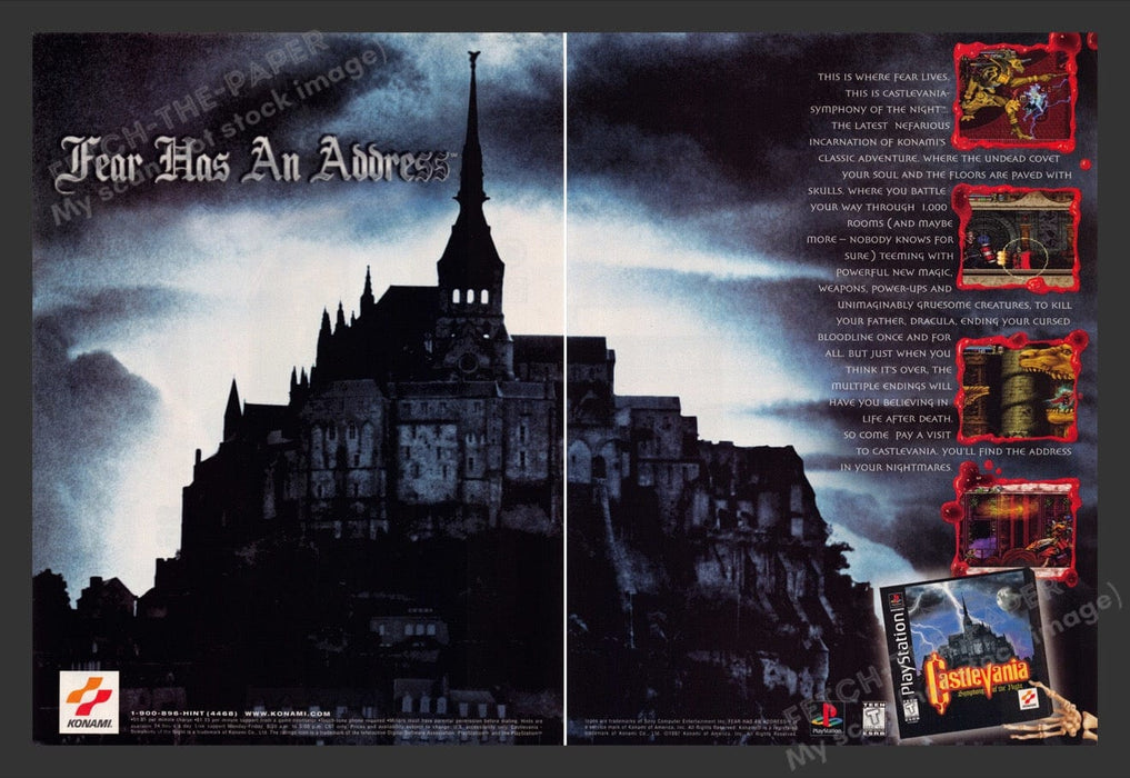 1997 Castlevania: Symphony of the Night Video Game Print Advertisement (2 Pages)