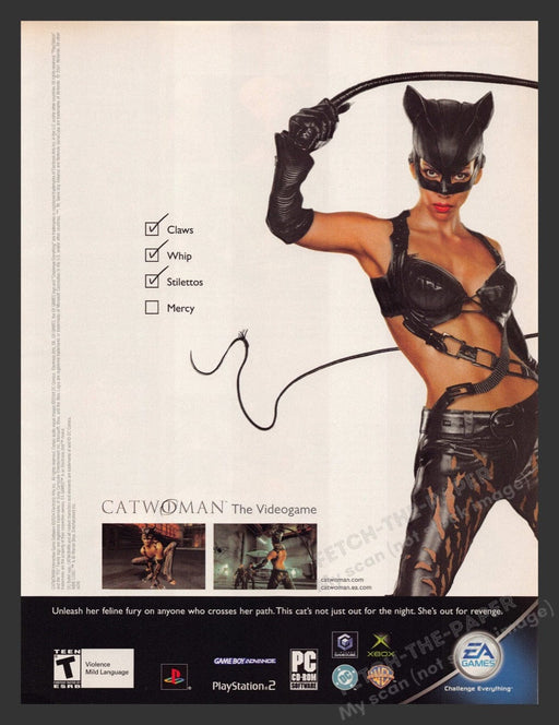 2004 Catwoman "Claws, Whips, Stilettos" Video Game Print Advertisement