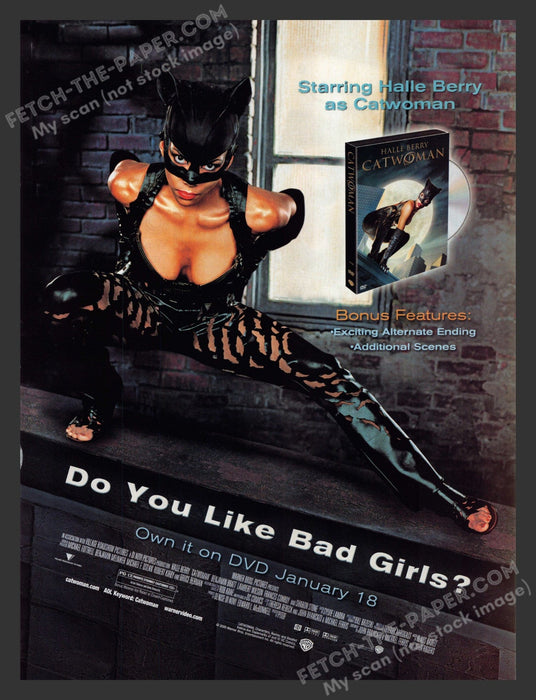 2005 Print Advertisement Catwoman DVD Movie Release Halle Berry Actress Ad.