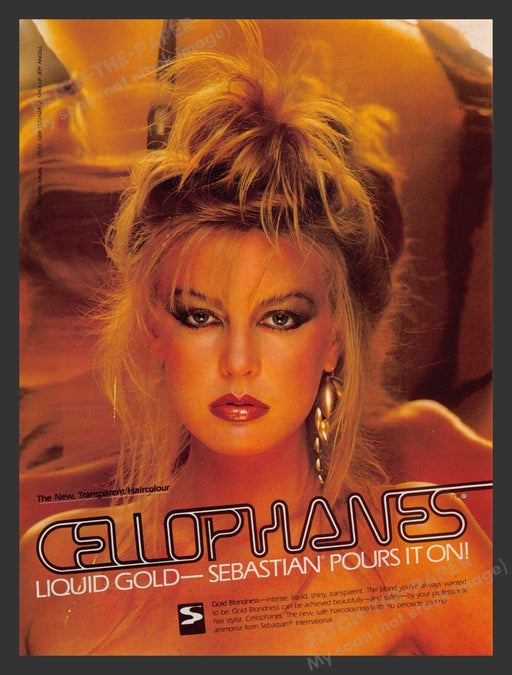 Cellophanes Liquid Gold Sebastian Hair Color 1980s Print Advertisement 1981 Fetch the Paper!