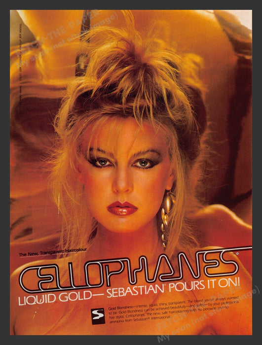 Cellophanes Liquid Gold Sebastian Hair Color 1980s Print Advertisement 1981 Fetch the Paper!