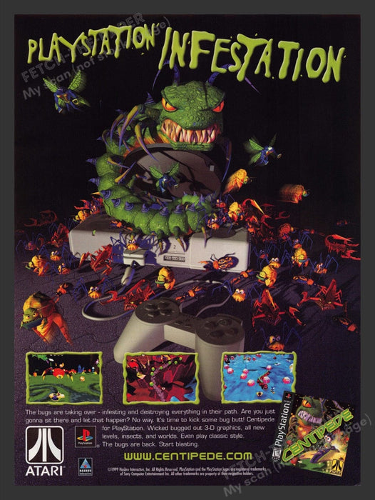 1999 Centipede Playstation Infestation Video Game Print Advertisement