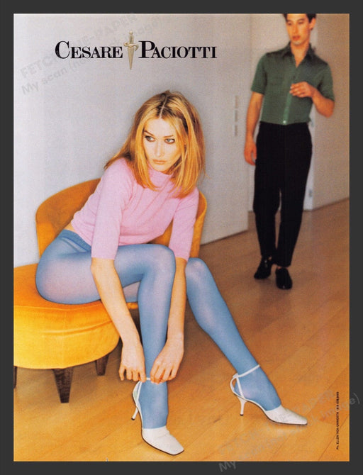 1996 Cesare Paciotti Shoes Heels Blue Hosiery Legs Print Advertisement Ad