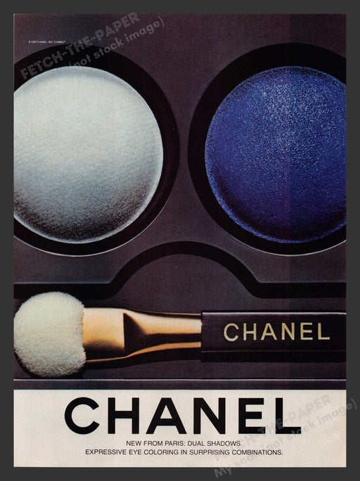 Chanel 1980s Print Advertisement 1983 Eye Shadow Dual Shadows Color Cosmetics Fetch the Paper!