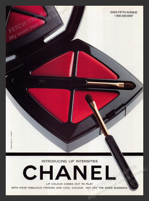Chanel 1990s Print Advertisement 1995 Lip Intensities Red Color Cosmetics Fetch the Paper!