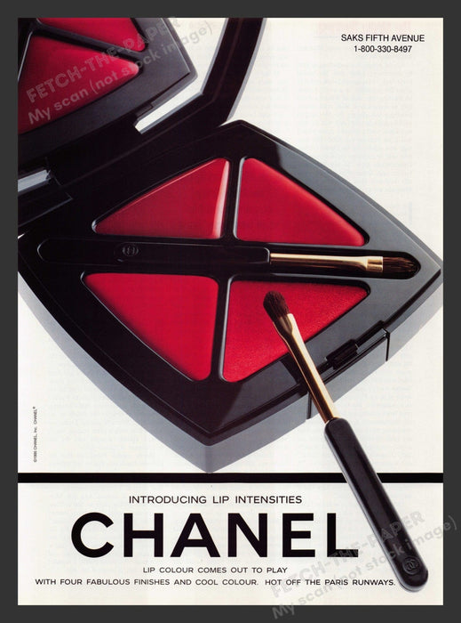 Chanel 1990s Print Advertisement 1995 Lip Intensities Red Color Cosmetics Fetch the Paper!