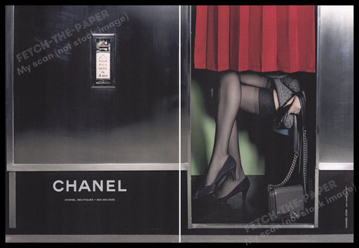 Chanel 2000s Print Advertisement Ad (2 pages) 2011 Photo Booth Legs Stockings Fetch the Paper!