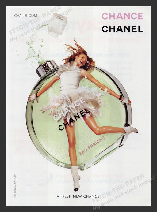 Chanel 2000s Print Advertisement Ad 2009 Chance Fragrance "A Fresh New Chance" Fetch the Paper!