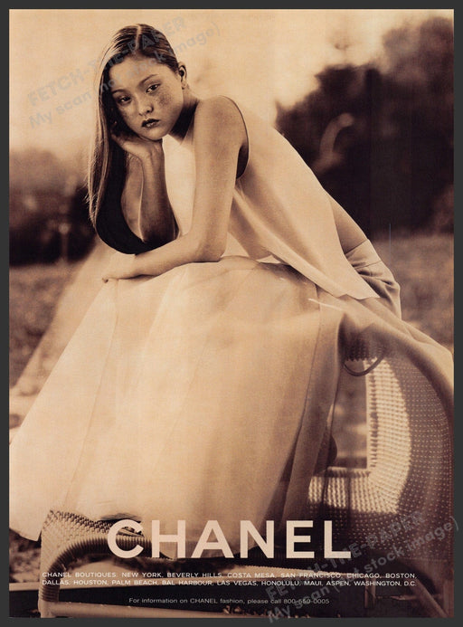 Chanel Clothing 1990s Print Advertisement Ad 1999 Devon Aoki Freckled Model Fetch the Paper!
