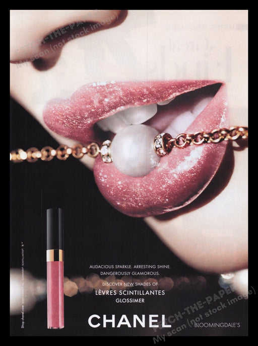 Chanel Cosmetics 2000s Print Advertisement Ad 2007 Biting Pearl Necklace Fetch the Paper!