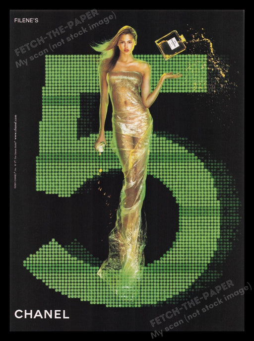 Chanel No. 5 2000s Print Advertisement 2001 Estella Warren Perfume Green Model Fetch the Paper!