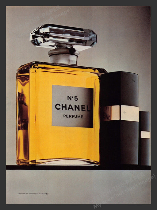 Chanel No. 5 Large Bottle Promo 1980s Print Advertisement 1983 Fetch the Paper!