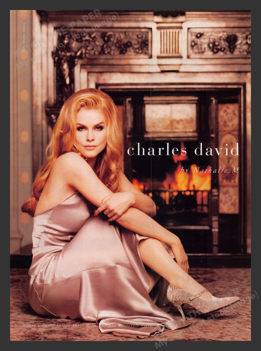 Charles David 1990s Print Advertisement 1995 Shoes Legs Fireplace Blonde Fetch the Paper!