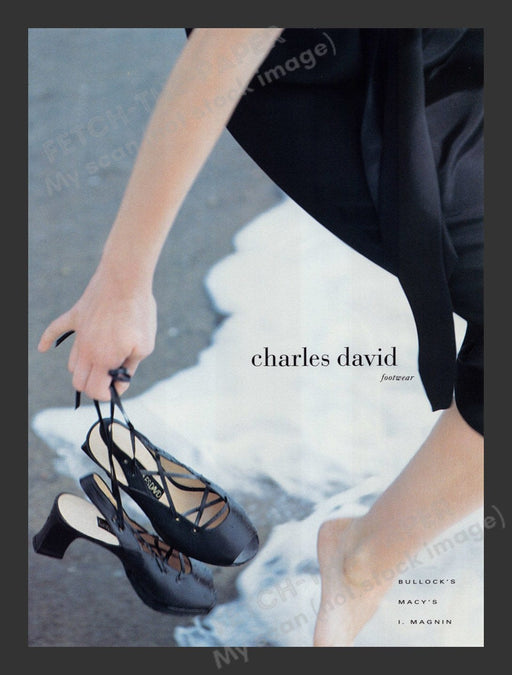 Charles David Footwear Legs Beach Water 1990s Print Advertisement 1993 Fetch the Paper!