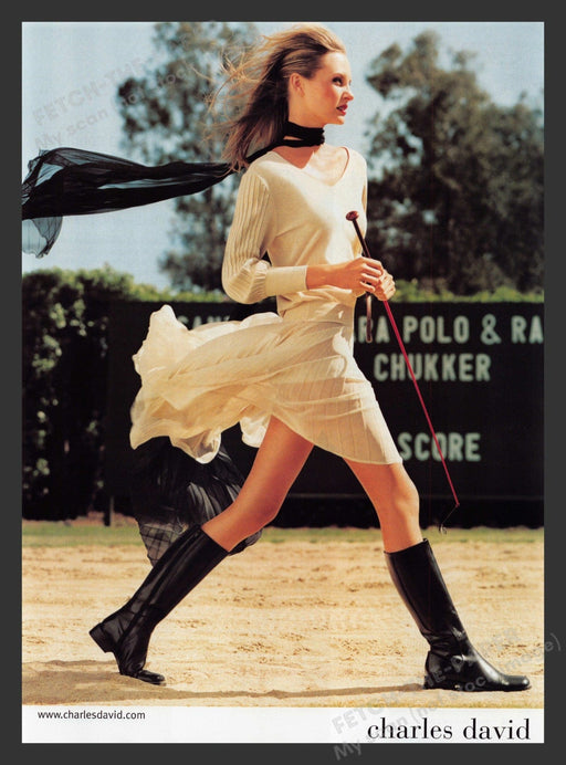 Charles David Polo Horse Whip Model Flowing Dress 2000s Print Advertisement 2001 Fetch the Paper!