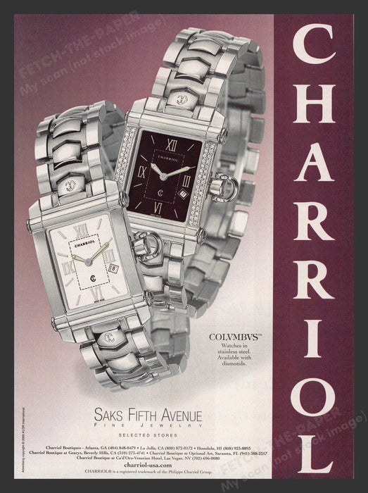 2000 Charriol Watches COLVMBVS Print Advertisement Ad