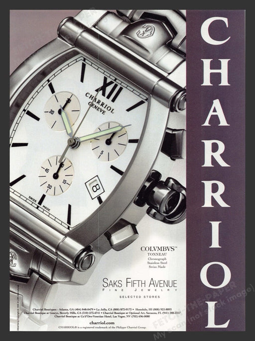 2000 Charriol Watch Geneve COLVMVS Tonneau Print Advertisement Ad