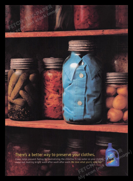 Cheer 2000s Print Advertisement Ad 2000 Canning Jars Shelf Laundry Detergent Fetch the Paper!