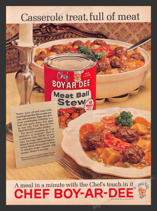 1963 Chef Boy-ar-dee Meat Ball Stew Print Advertisement Ad