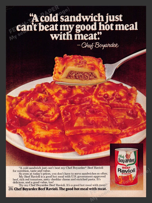 1979 Chef Boyardee Beef Ravioli in Sauce Print Advertisement