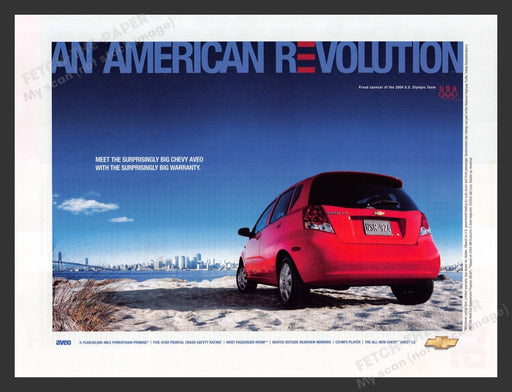 2004 Chevrolet Aveo San Francisco Bay Skyline Print Advertisement Ad