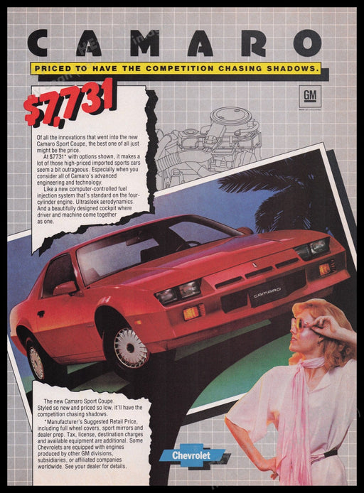 Chevrolet Camaro 1980s Print Advertisement Ad 1982 Fetch the Paper!