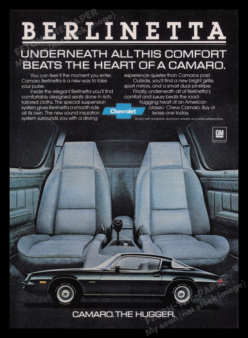 Chevrolet Camaro Berlinetta  1970s Print Advertisement Ad 1979 Fetch the Paper!
