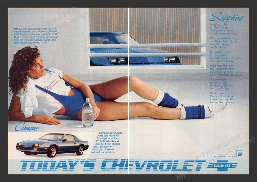 1984 Chevrolet Camaro Sapphire Fitness Model Print Advertisement (2 Pages)