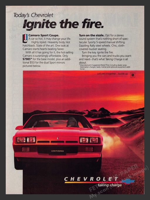 1984 Chevrolet Camaro Sport Coupe Turn on the Sizzle Print Advertisement Ad