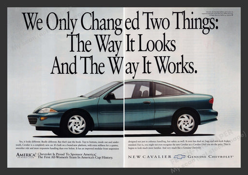 Chevrolet Cavalier 1990s Print Advertisement (2 pages) 1995 Fetch the Paper!