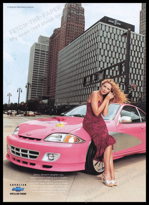 Chevrolet Cavalier 2000s Print Advertisement Ad 2000 Betsey Johnson's Daughter Fetch the Paper!