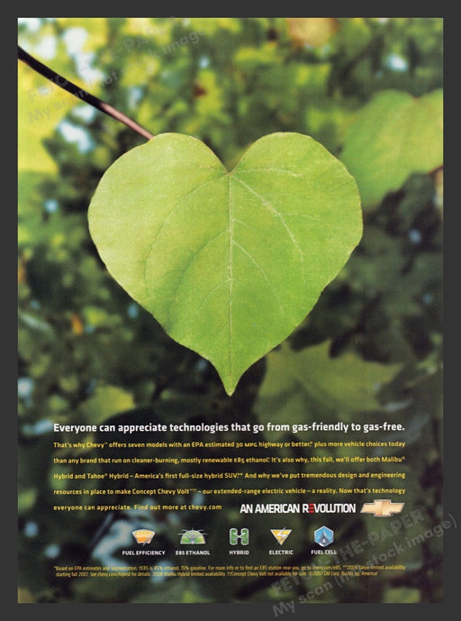 2007 Chevrolet EPA Hybrid Green Vehicles Print Advertisement Ad