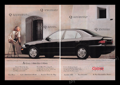 Chevrolet Geo Prizm Car 1990s Print Advertisement Ad (2 pages) 1994 Fetch the Paper!
