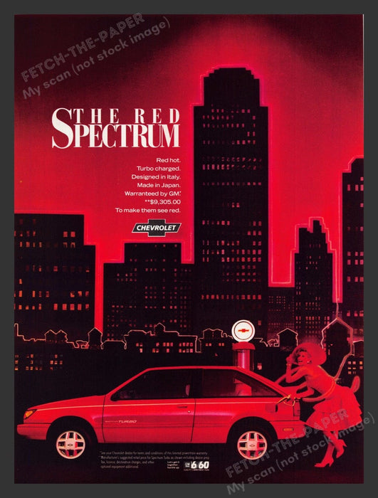 1988 Chevrolet Spectrum Turbo Red Cityscape Print Advertisement Ad