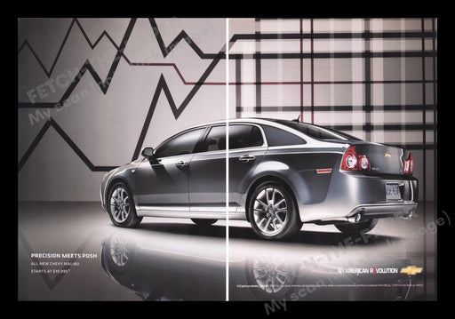 Chevy Malibu Car 2000s Print Advertisement (2 pages) 2008 Fetch the Paper!