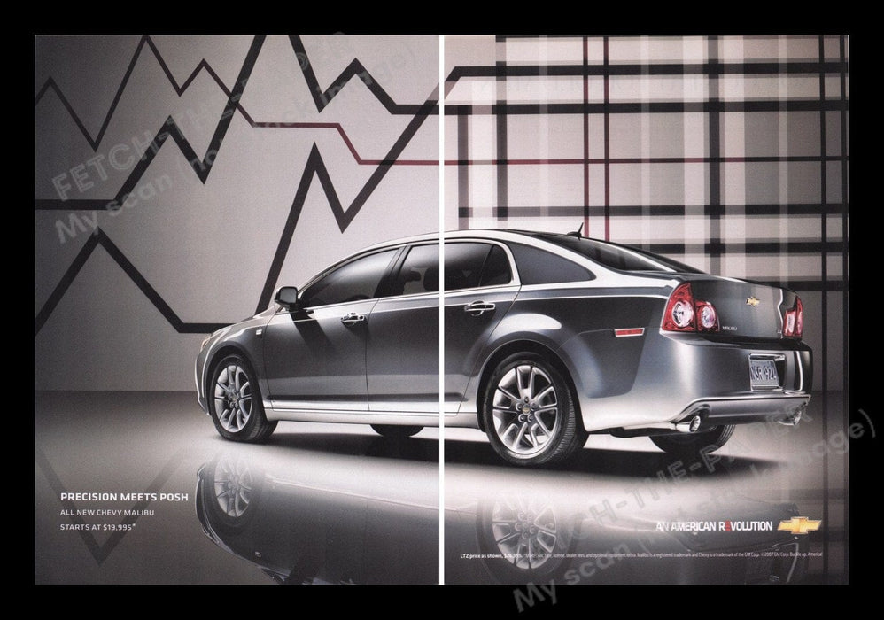 Chevy Malibu Car 2000s Print Advertisement (2 pages) 2008 Fetch the Paper!