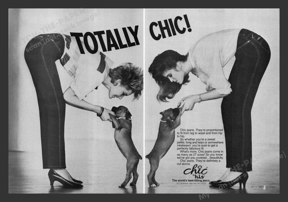 Chic by H.I.S. Jeans English Mastiff Puppy 1980s Print Advertisement (2Pgs) 1983 Fetch the Paper!