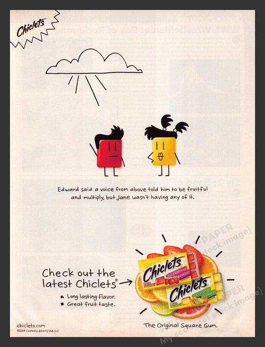 2004 Chiclets Gum "Be Fruitful & Multiply" Print Advertisement Ad