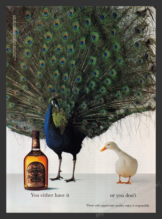 Chivas Regal 1990s Print Advertisement 1995 Peacock Duck Bird Fetch the Paper!