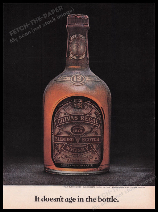 Chivas Regal Blended Scotch Whiskey 1970s Print Advertisement Ad 1972 Fetch the Paper!