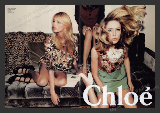 Chloe 2000s Print Advertisement (2 pages) 2007 Legs Models Couch Fetch the Paper!