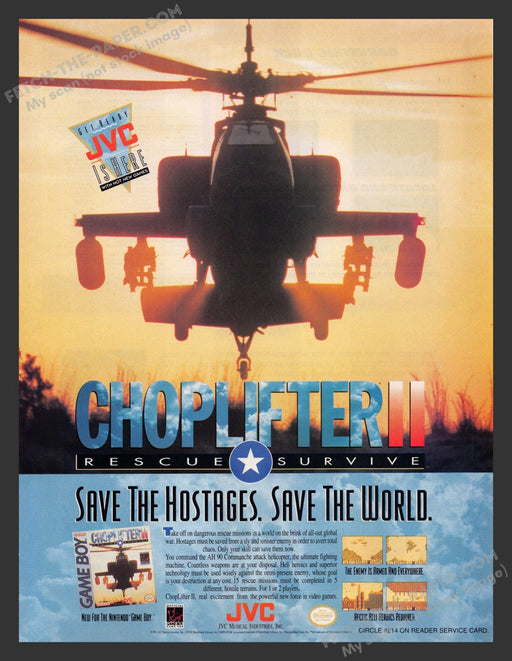 1991 Print Advertisement Choplifter Video Game Ad.