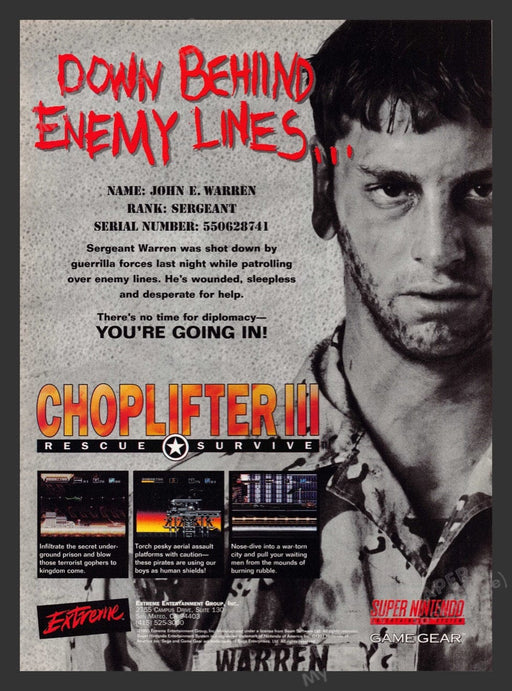 1994 Choplifter III Video Game Print Advertisement