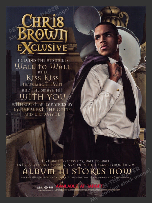 Chris Brown Exclusive Album Release 2000s Print Advertisement Ad 2008 Fetch the Paper!